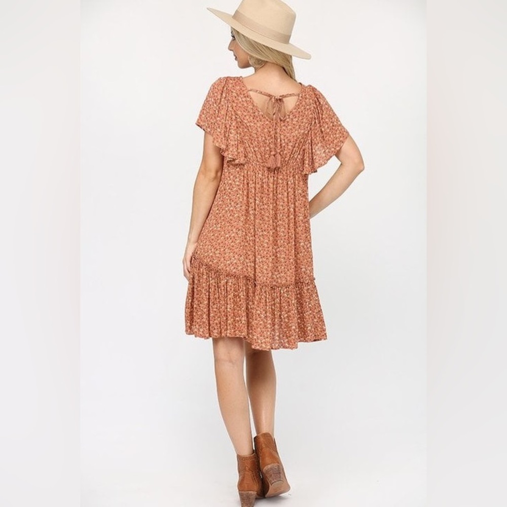 GIGIO boho mustard floral print dress - Picture 3 of 11